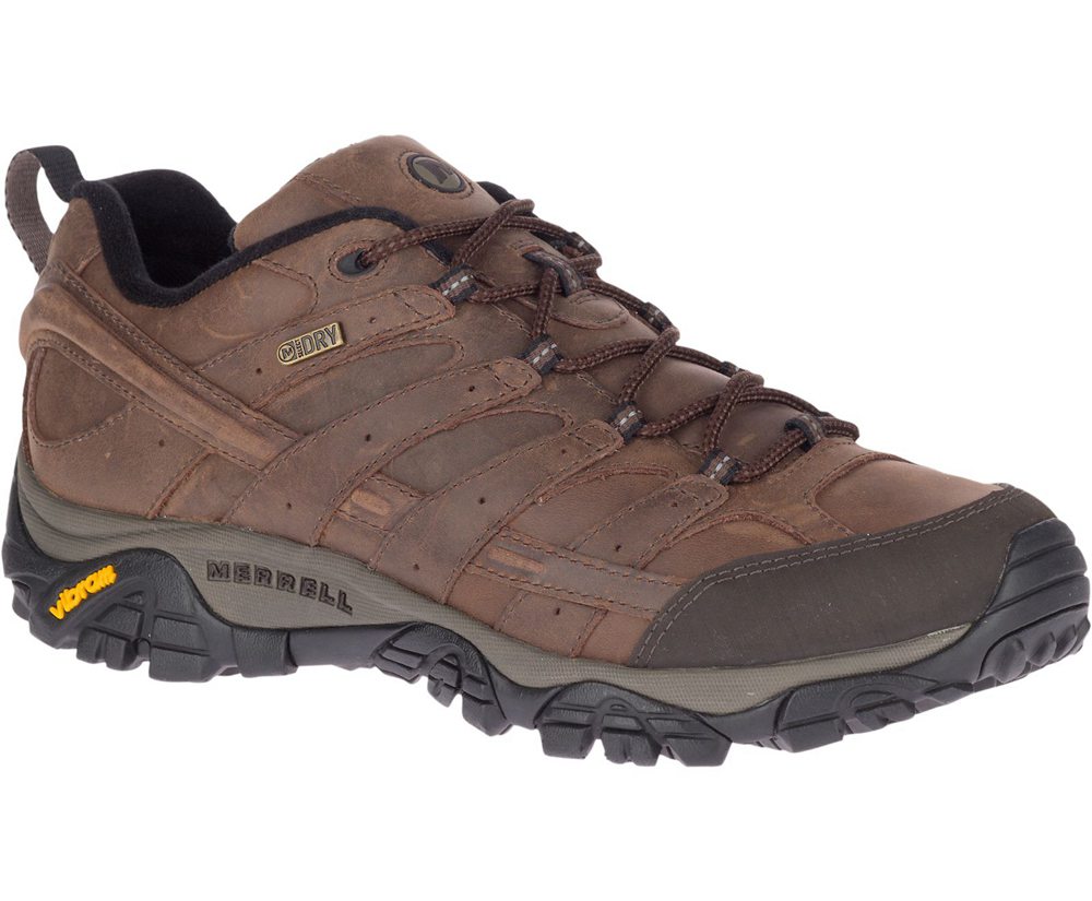 Buty Trekkingowe Merrell Męskie Brązowe - Moab 2 Prime Waterproof Wide Width - 951208-GXL